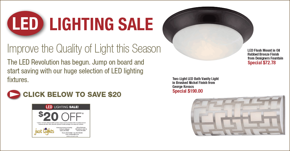 Lighting showroom in Nashua, NH for home lighting, lamps, LED bulbs