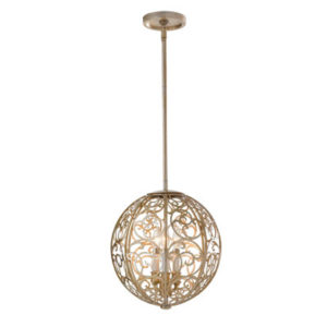 Arabesque 2-Light Pendant in Silver Leaf Patina from Murray Feiss