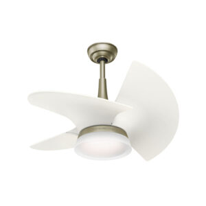 Orchid Collection 30” 3-Blade Ceiling Fan in Pewter Revival with Asymmetrical White Petal-Shaped Blades Casablanca 59137