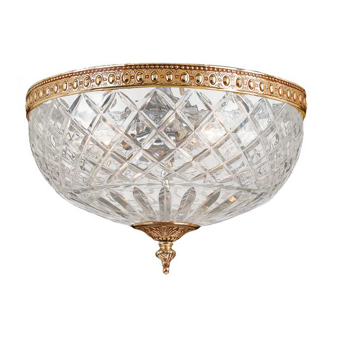 Montrose Collection 2-Light Flush Mount in Olde Brass with Faceted Clear Glass Shade Crystorama 117-8-OB