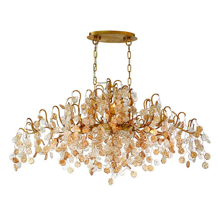Campobasso Collection 1-Light Chandelier in Antique Gold with Intricate Hand Strung Glass Wafers Eurofase 29061-013