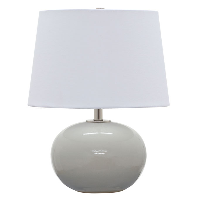 Scatchard Collection 1-Light Table Lamp with Gray Gloss Stoneware Base and White Linen Hardback Shade House of Troy GS600-GG