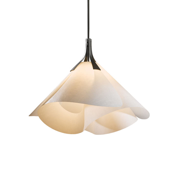 Mobius Collection 1-Light Pendant in Dark Smoke with Spun Frost Shade Hubbardton Forge 134503-SKT-STND-07-SH1990