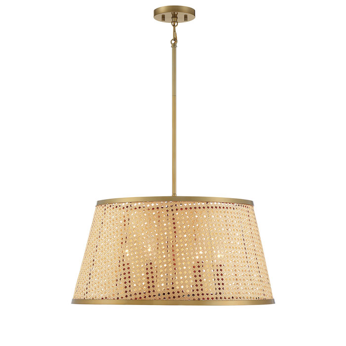 Astoria Collection 6-Light Pendant in Natural with Warm Brass and Woven Rope Drum Shade Savoy House 7-1771-6-200
