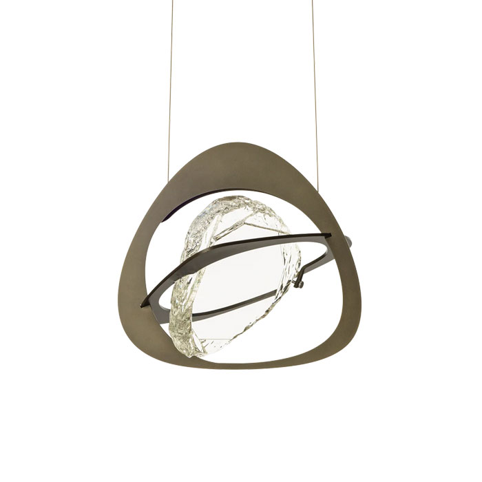 Venn Collection LED Pendant in Dark Smoke with Hand-Cut Clear Glass
