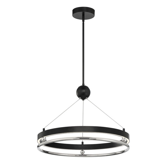 Grande Illusion Collection LED Pendant in Coal with Polished Nickel Highlights