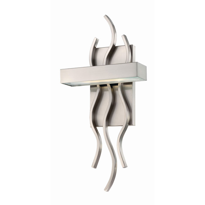 Wave Collection LED Wall Sconce in Brushed Nickel with Frosted Glass Diffuser