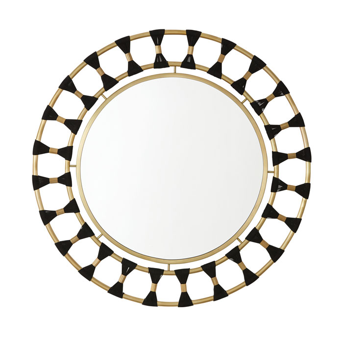 Organic Collection 34.5” Round Mirror in Black Rope and Patinaed Brass Capital Lighting 741101MM