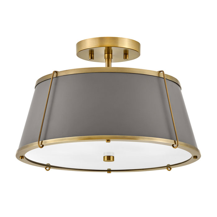 Clarke Collection LED Flush Mount in Lacquered Dark Brass with Matte Grey Accents Hinkley 4893LDB
