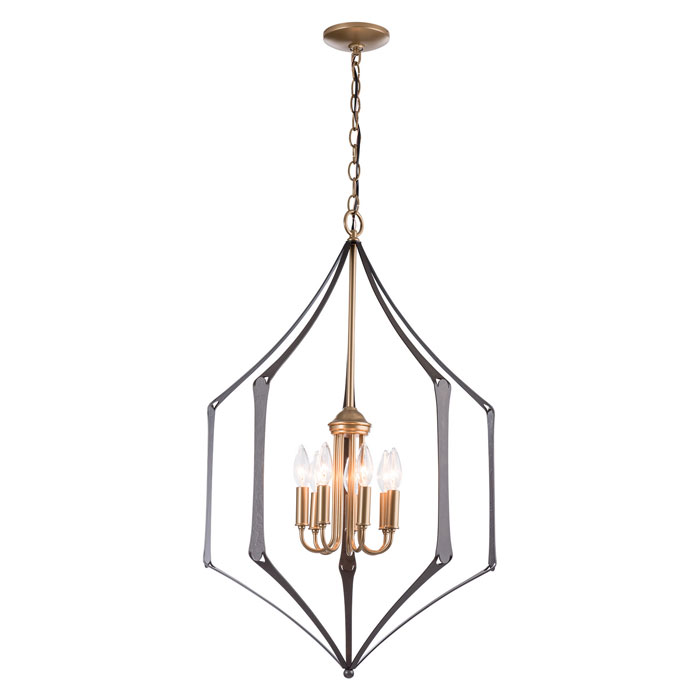 Carousel Chandelier 7-Light Chandelier in Black with Soft Gold Accents Hubbardton Forge 105025-SKT-86-14