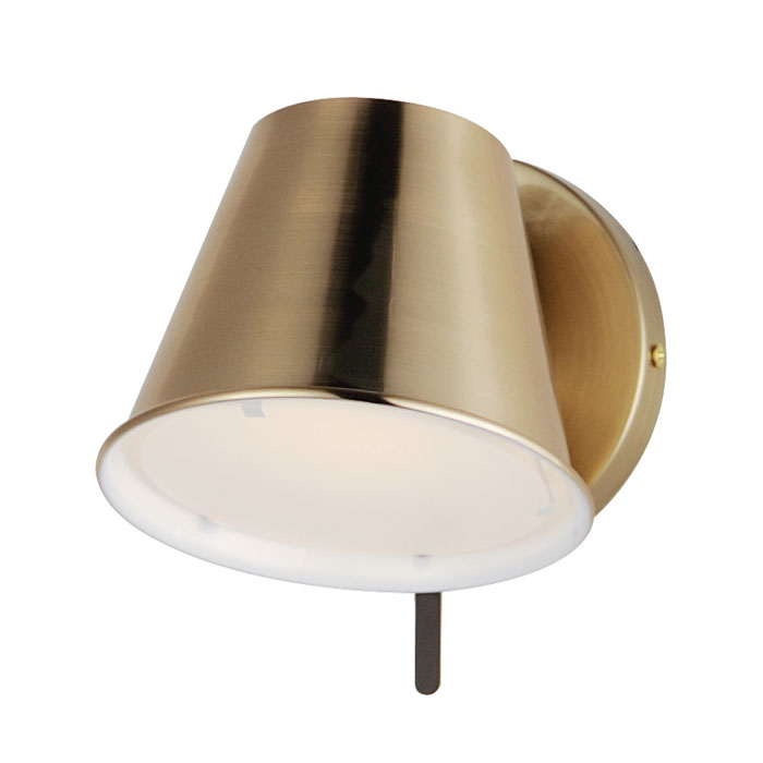 Carlo Collection LED Wall Sconce in Dark Bronze/Heritage Brass with Tobacco Brown Leather Maxim 25171DBZHR