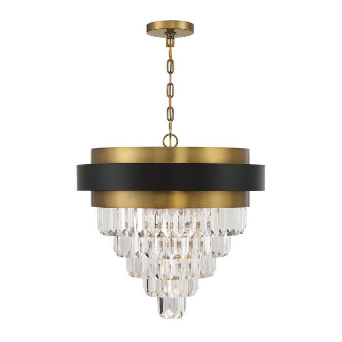 Marquise Collection 4-Light Chandelier in Matte Black with Warm Brass Accents and Acrylic Gems Cascade Savoy House 1-1669-4-143