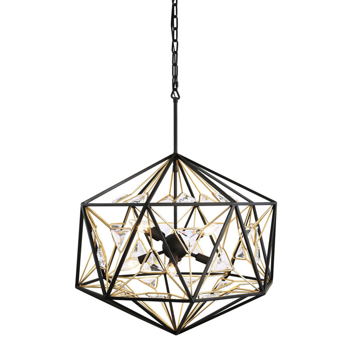 Marcia Collection 8-Light Pendant in Matte Black and French Gold Varaluz 353P08MBFG
