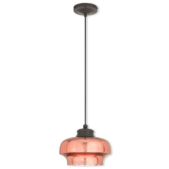 Mini Pendants Collection 1-Light Mini Pendant in English Bronze with Modern Copper Shade Livex 40631-92
