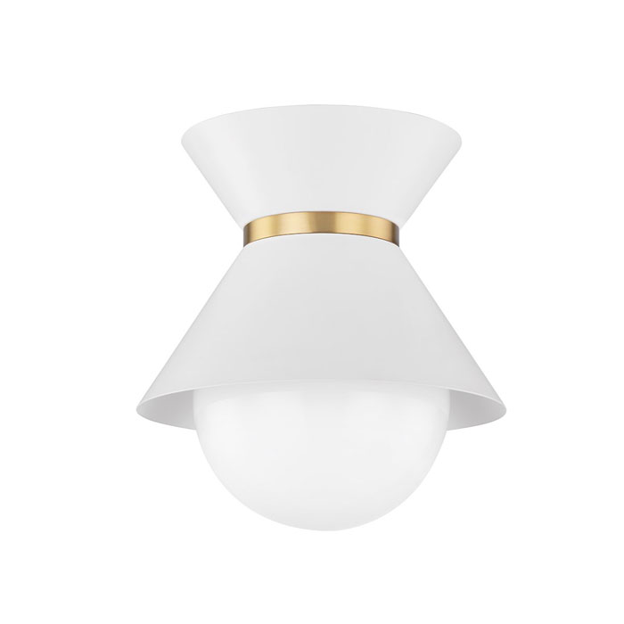 Scout Collection 1-Light Flush Mount in Soft White and Patina Brass Troy Lighting C8610-SWH/PBR