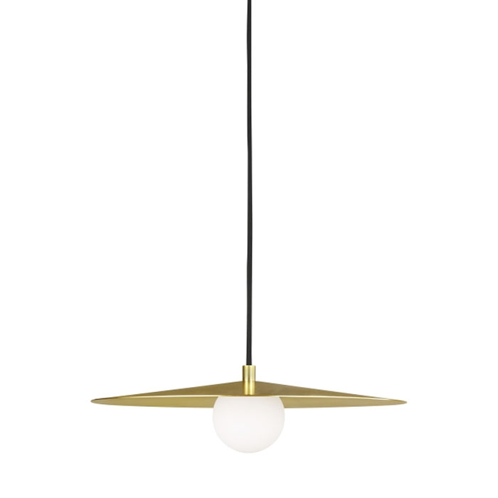 Pirlo Collection LED Pendant in Aged Brass with Frosted Glass Globe Visual Comfort 700TDPRLR-LED930