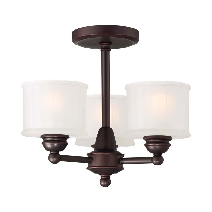 1730 Series Collection Three Light Semi Flush Mount in Lathan Bronze Minka Lavery 1738-167