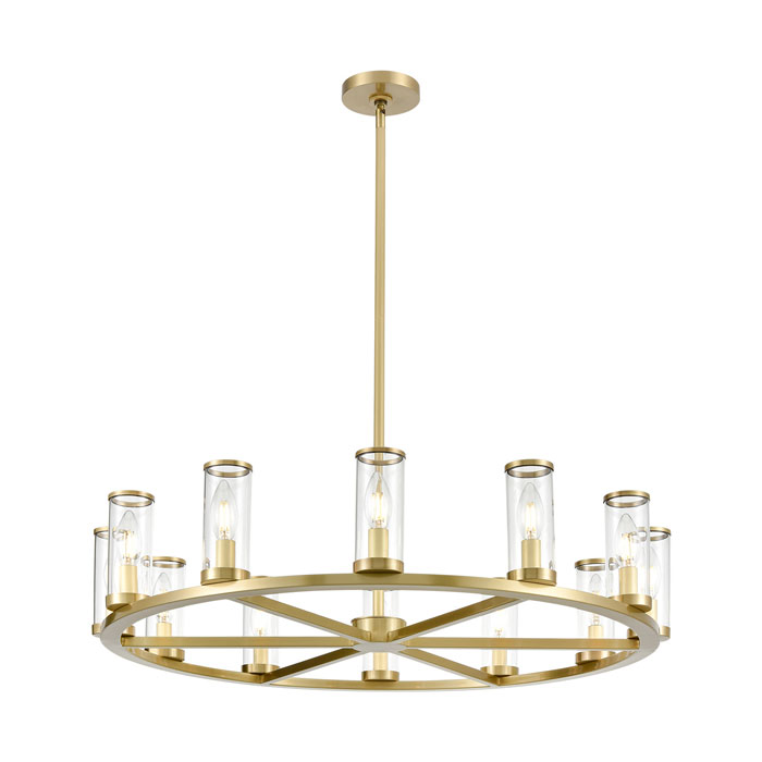 Revolve Collection 12 Light Chandelier in Clear Glass/Natural Brass Alora CH309012NBCG