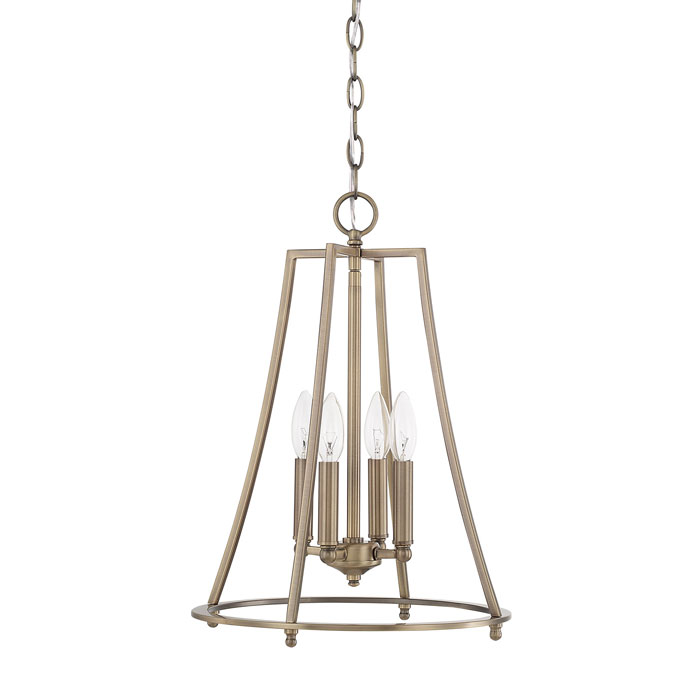 Dawson Collection Four Light Foyer Pendant in Aged Brass Capital 519341AD