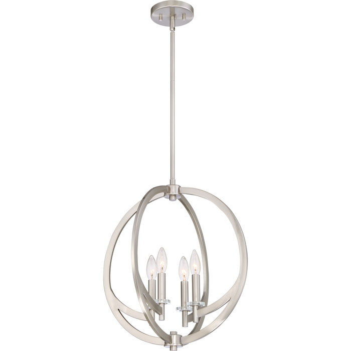 Orion Collection Four Light Pendant in Brushed Nickel