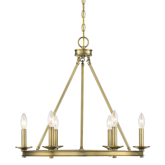 Middleton Collection Six Light Chandelier in Warm Brass