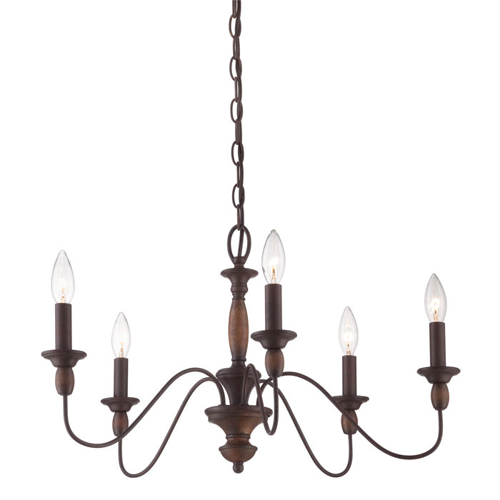 Holbrook Collection 5-Light Chandelier in Tuscan Brown with Curved Arms Quoizel HK5005TC