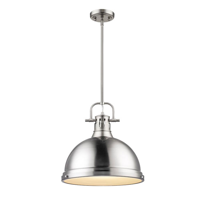 Duncan PW Collection 1-Light Pendant in Pewter with Metal Pewter Shade Golden Lighting 3604-L PW-PW