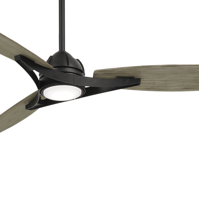 Molino LED Collection 3-Blade 65” Ceiling Fan in Coal with Seashore Grey Blades and Etched Opal Glass LED Diffuser Minka Aire F742L-CL/SG