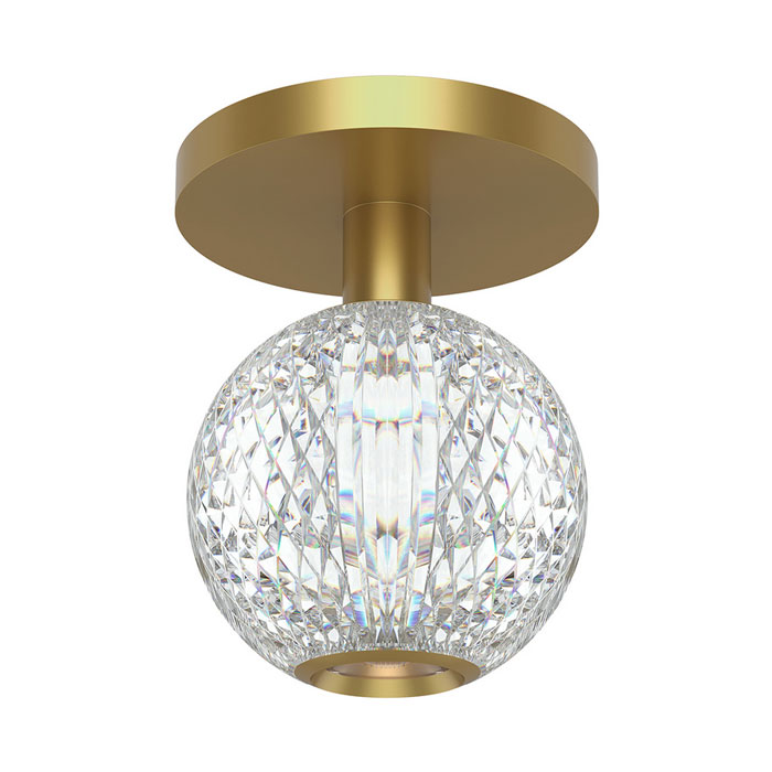 Marni Collection LED Flush Mount in Natural Brass and Polished Nickel with Cut Glass Shade Alora FM321201NB
