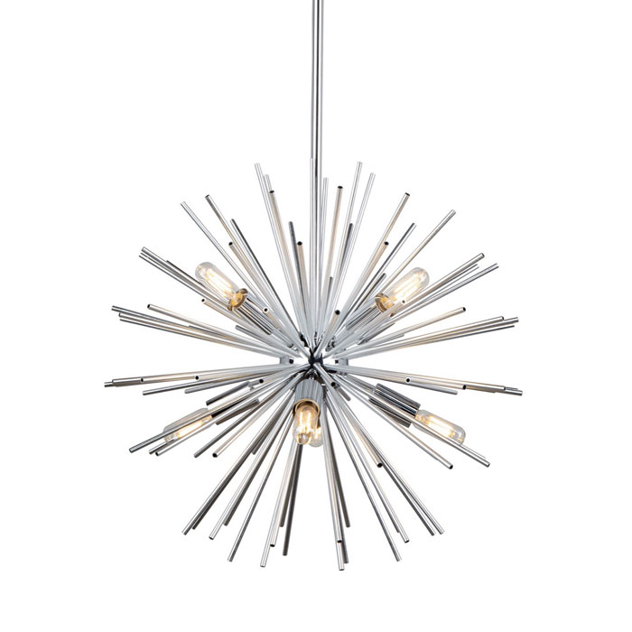 Sunburst Collection 8-Light Chandelier in Chrome with Clustered Hollow Aluminum Rods Artcraft AC11443CH