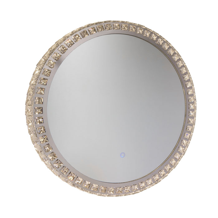 Reflections Collection 24” Round Mirror with Built-In LED Lighting and Crystal Insets Artcraft AM302