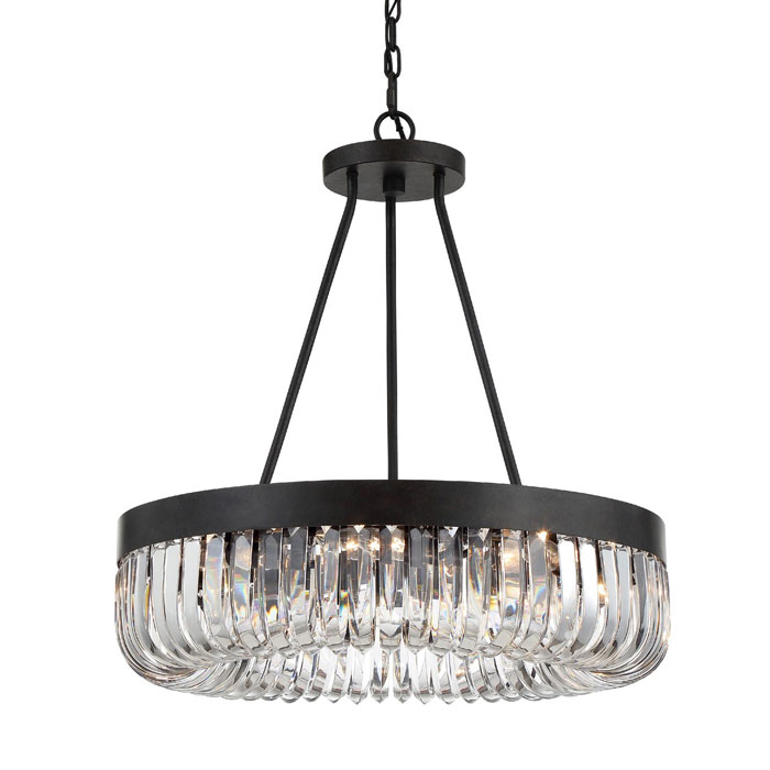 Alistair Collection 8-Light Chandelier in Charcoal Bronze with Faceted Cut Crystals Crystorama ALI-B2008-CZ