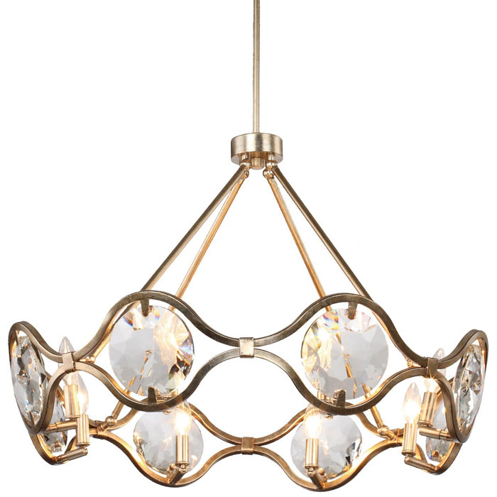 Quincy Collection 8-Light Chandelier in Distressed Twilight with Optical Faceted Crystals Crystorama QUI-7628-DT