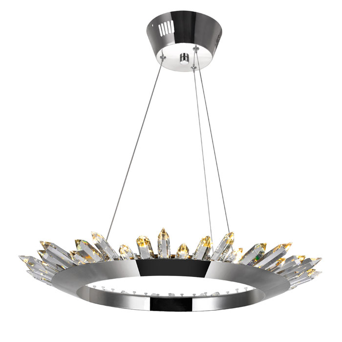 Arctic Queen Collection LED Chandelier in Polished Nickel with LED-Integrated Crystal Spears CWI Lighting 1108P24-613