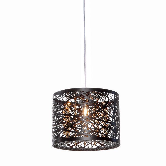Inca Collection 1-Light Pendant in Bronze with Laser-Cut Shade and Inner Crystal Accents ET2 E21306-10BZ