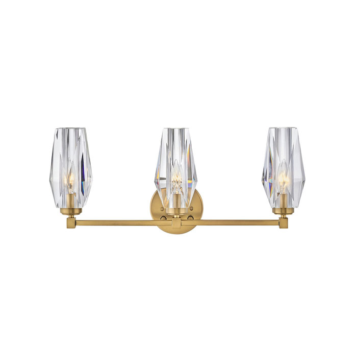 Ana Collection 3-Light LED Bath Vanity in Heritage Brass with Faceted Cut Crystal Shades Hinkley 52483HB