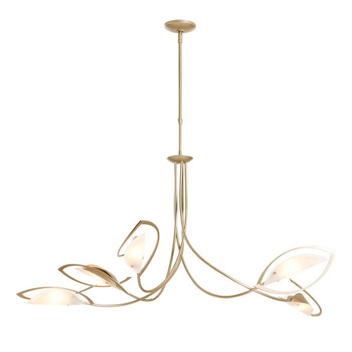 Aerial Collection LED Pendant in Soft Gold with Frost Glass Diffusers Hubbardton Forge 137865-SKT-STND-86-FD0626