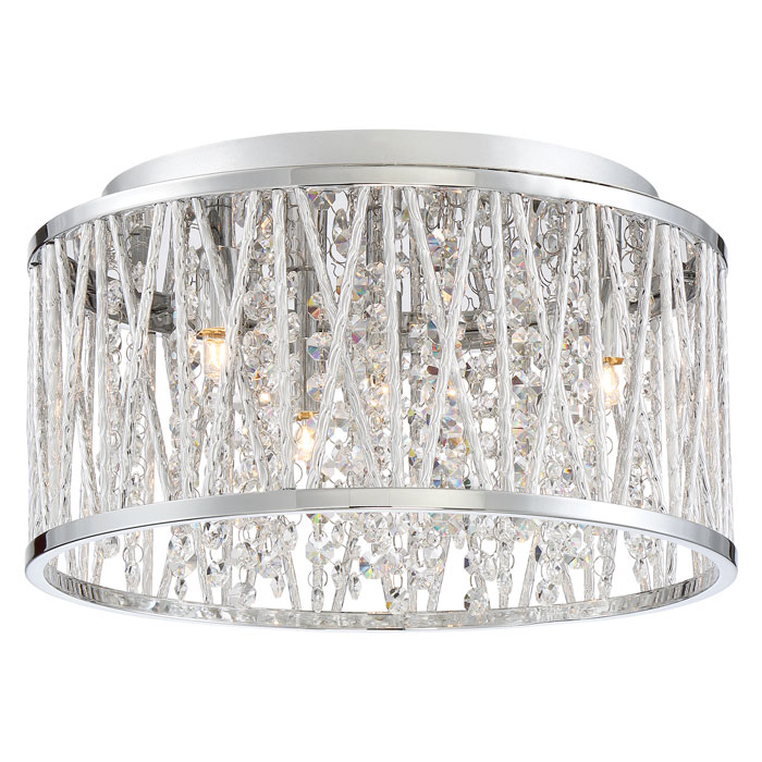 Crystal Cove Collection 4-Light Flush Mount in Polished Chrome with Hanging Crystal Accents Quoizel PCCC1614C