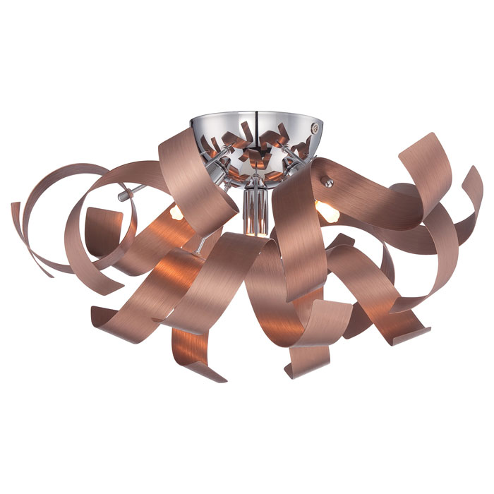 Ribbons Collection 4-Light Flush Mount in Satin Copper Quoizel RBN1616SG