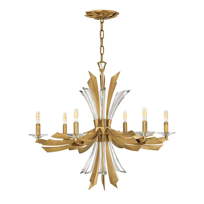 Vida Collection LED Chandelier in Burnished Gold with Crystal Accents Fredrick Ramond FR40908BNG