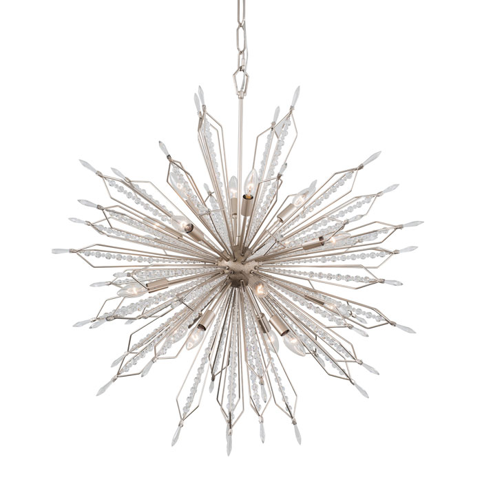 Orbital Collection 16-Light Pendant in Gold Dust with a Galaxy of Crystal-Accented Rods Varaluz