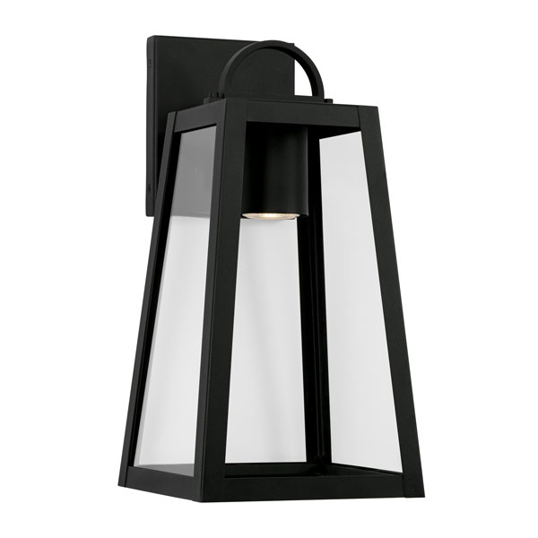 Leighton Collection 1-Light Outdoor Wall Mount Lantern in Black with Clear Glass Panels Capital Lighting 943711BK