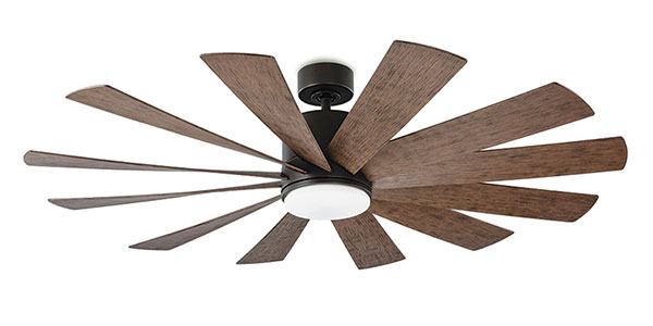 Windflower Collection 60” 12-Blade Ceiling Fan in Oil Rubbed Bronze with Dark Walnut Blades and Integrated LED Light Modern Forms FR-W1815-60L-OB/DW