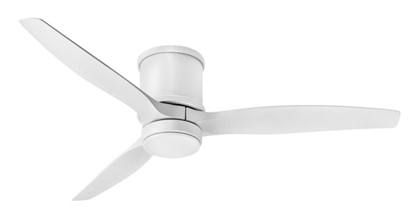 Hover Flush Collection 52” 3-Blade Ceiling Fan in Matte White with Matte White Blades and Etched Opal Glass LED Lens Hinkley 900852FMW-LWD
