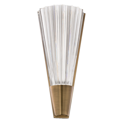 Origami collection LED Wall Sconce in Aged Brass with Hand-Cut Crystal Glass Shade Schonbek S7214-700H