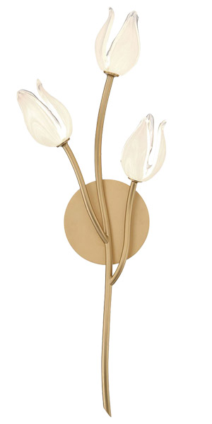 Belluno Collection LED Wall Mount Sconce in Champagne Gold with Intricate Hand-Crafted White/Clear Glass Shades Lib & Co. 12083-03