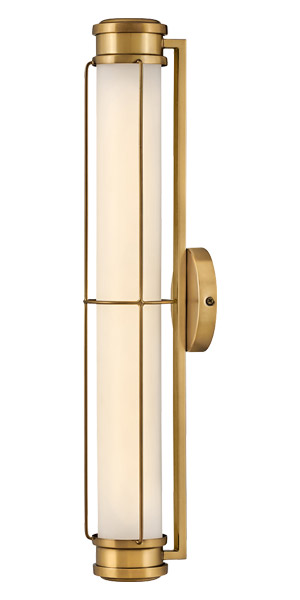 Hinkley Saylor Collection LED Wall Sconce in Heritage Brass with Etched Opal Glass Shade 54302HB
