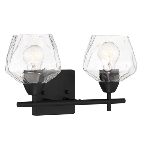 Camrin Collection 2-Light Bath Vanity in Coal with Clear Rippled Glass Shades Minka-Lavery 3172-66A