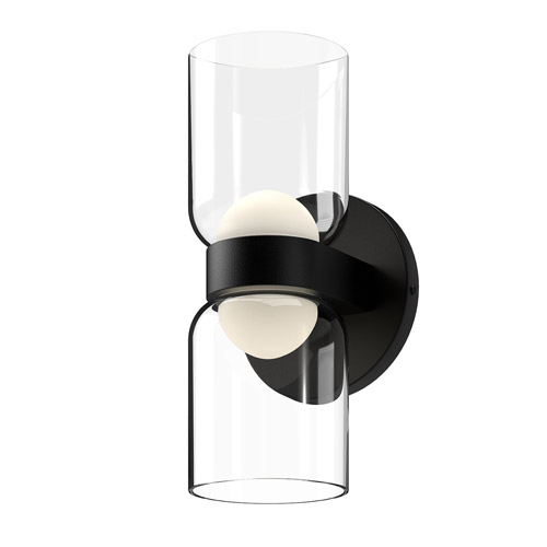 Cedar Collection LED Wall Sconce in Black with Frosted Glass Diffusers and Outer Clear Glass Shades Kuzco WS52511-BK/CL