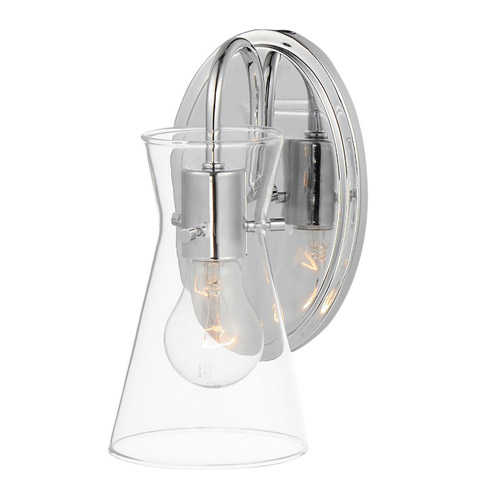 Ava Collection 1-Light Wall Sconce in Polished Chrome with Angular Clear Glass Shade Maxim 12481CLPC